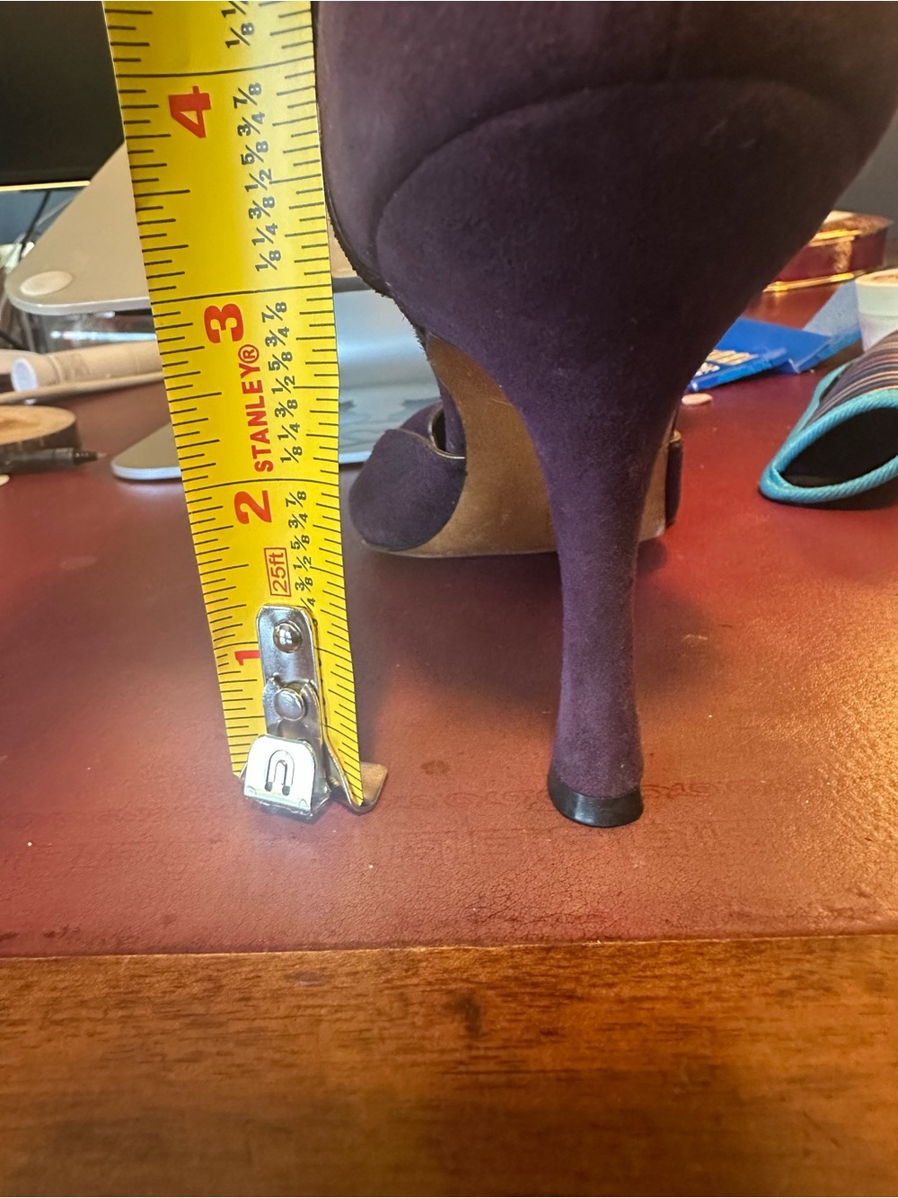 Manolo Blahnik Dark Purple suede gold edges strap detail Euc Heels $585 39 9 - Picture 15 of 16